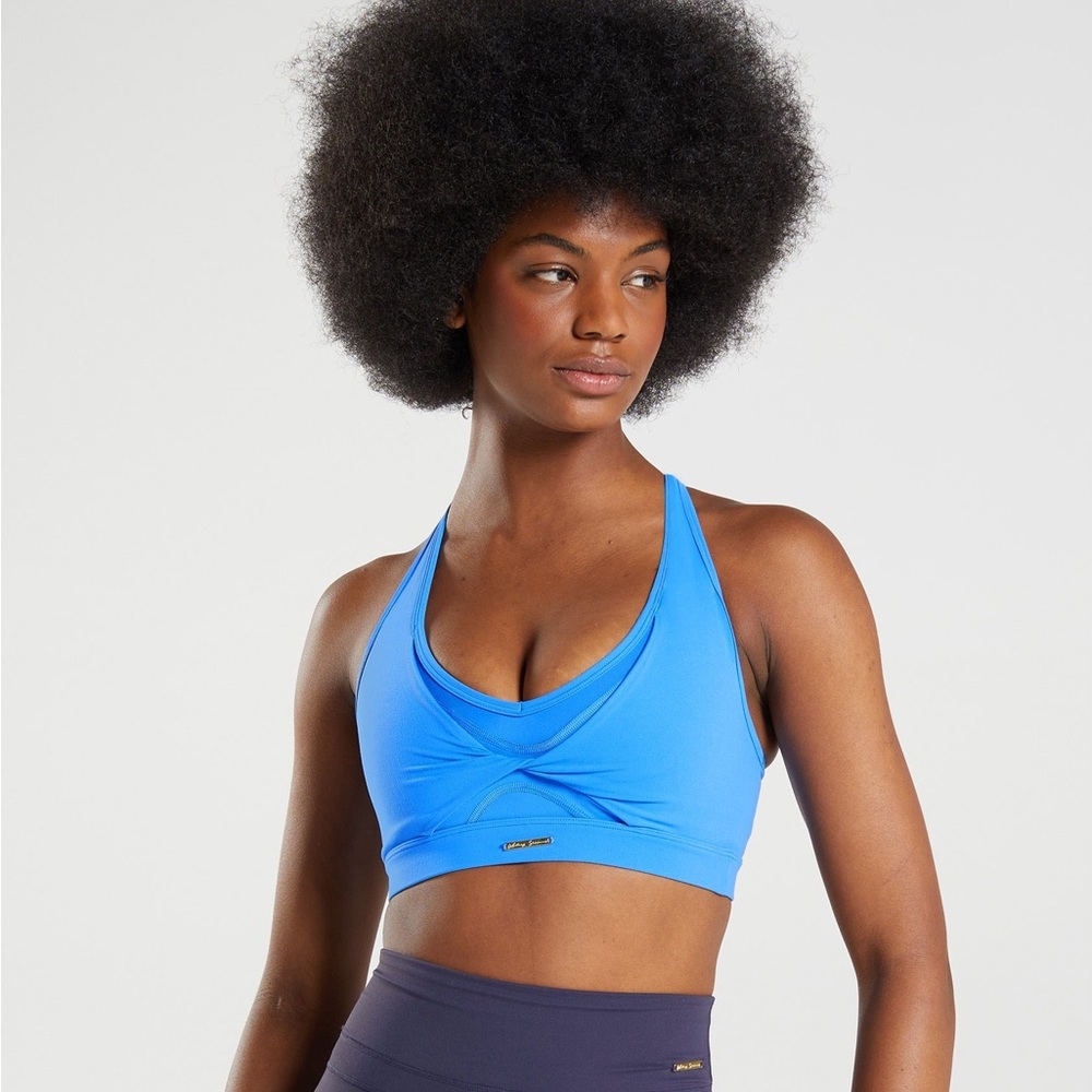 Gymshark Whitney Simmons Colab Blue Twist Front Sports Bra